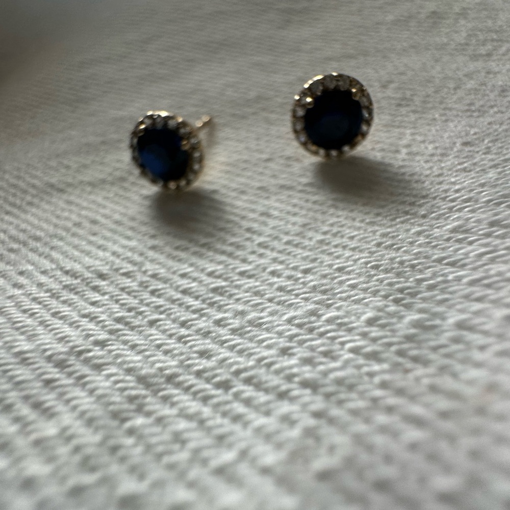 10K sapphire diamond  Earrings - Picture 6 of 11